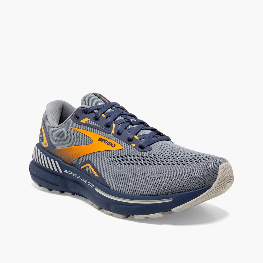 Brooks Men's Adrenaline GTS 23 (D Width) - Grey/Crown Blue/Orange