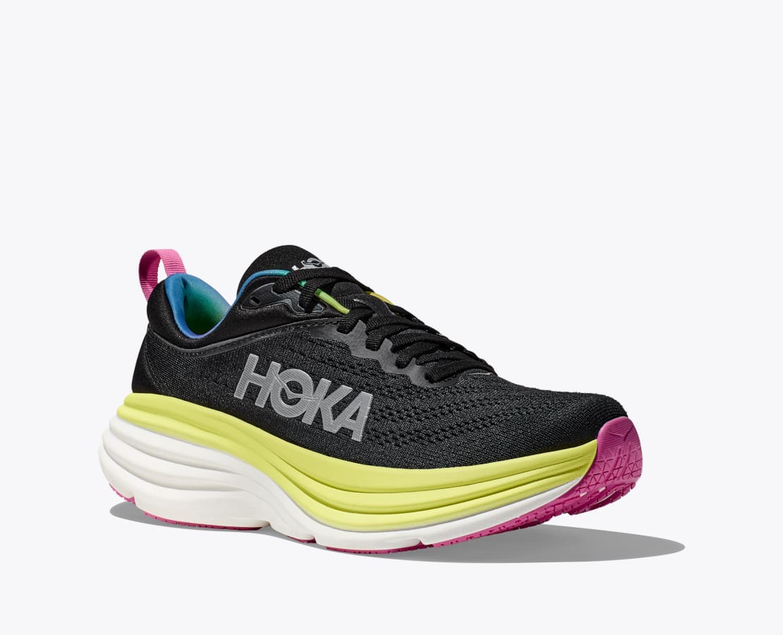 HOKA Men's Bondi 8 - Black/Citrus Glow