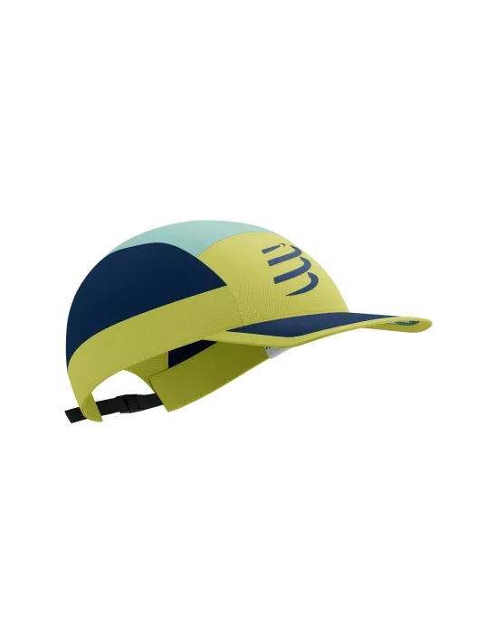 Compressport Unisex's 5 Panel Light Cap - Eggshell Blue/Green Sheen/Dress Blues