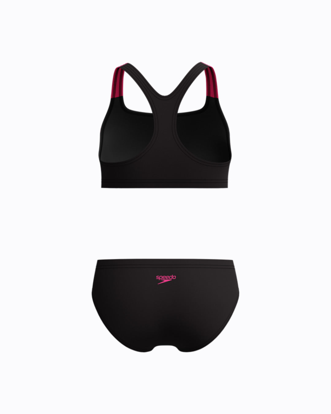 Speedo Junior's (W) Medley Logo Racerback 2pc Bikini Set - Black/Pink