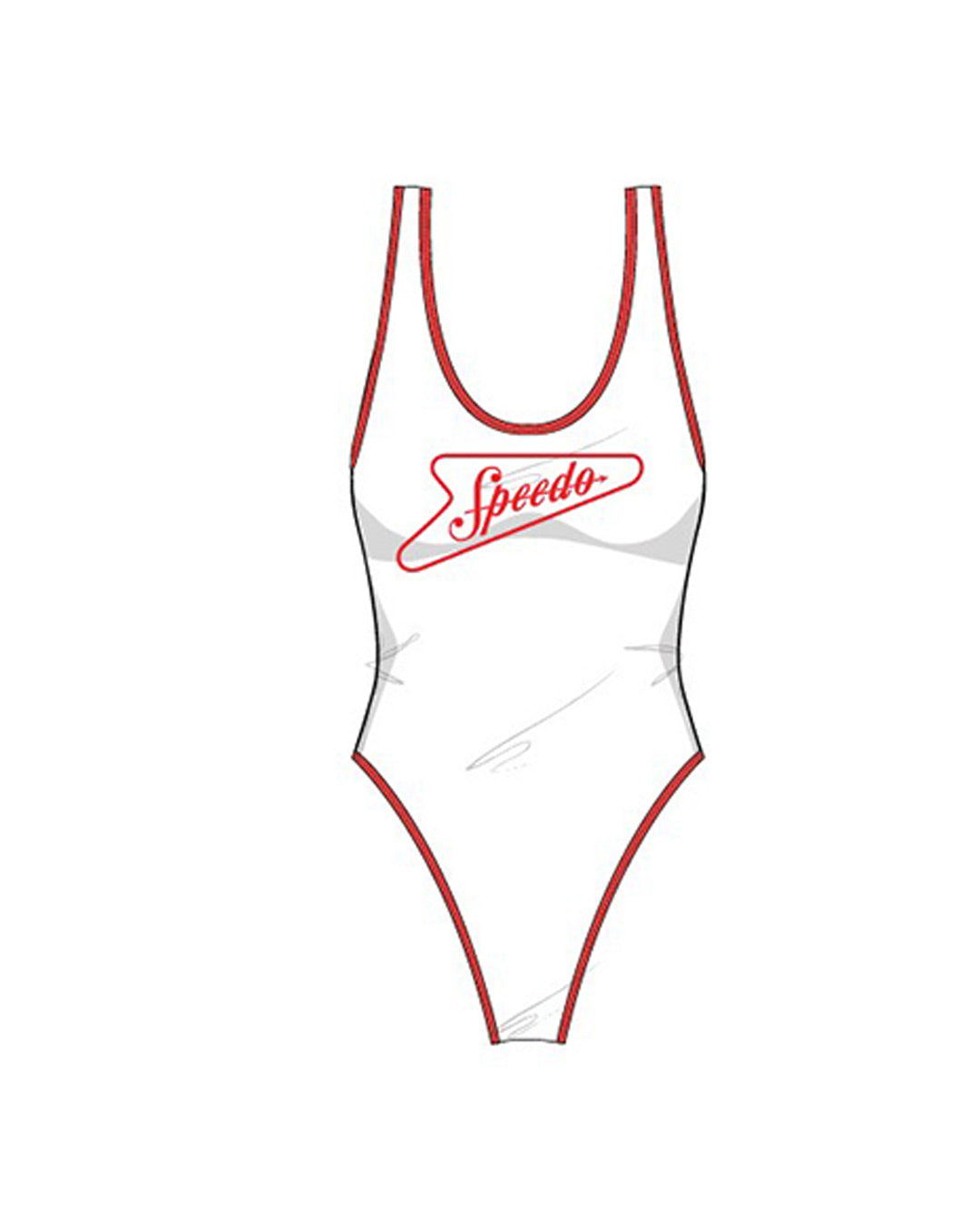 Speedo Women's Solid Bound Scoop One Piece (AsiaFit) - White/Red