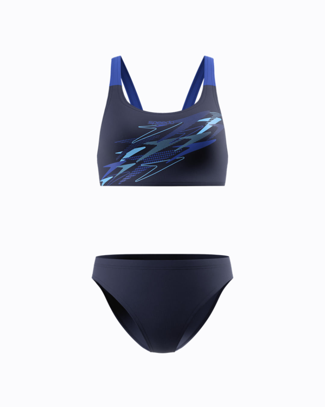 Speedo Women's Medley Logo V-Back 2pc Swimsuit - Navy/Blue