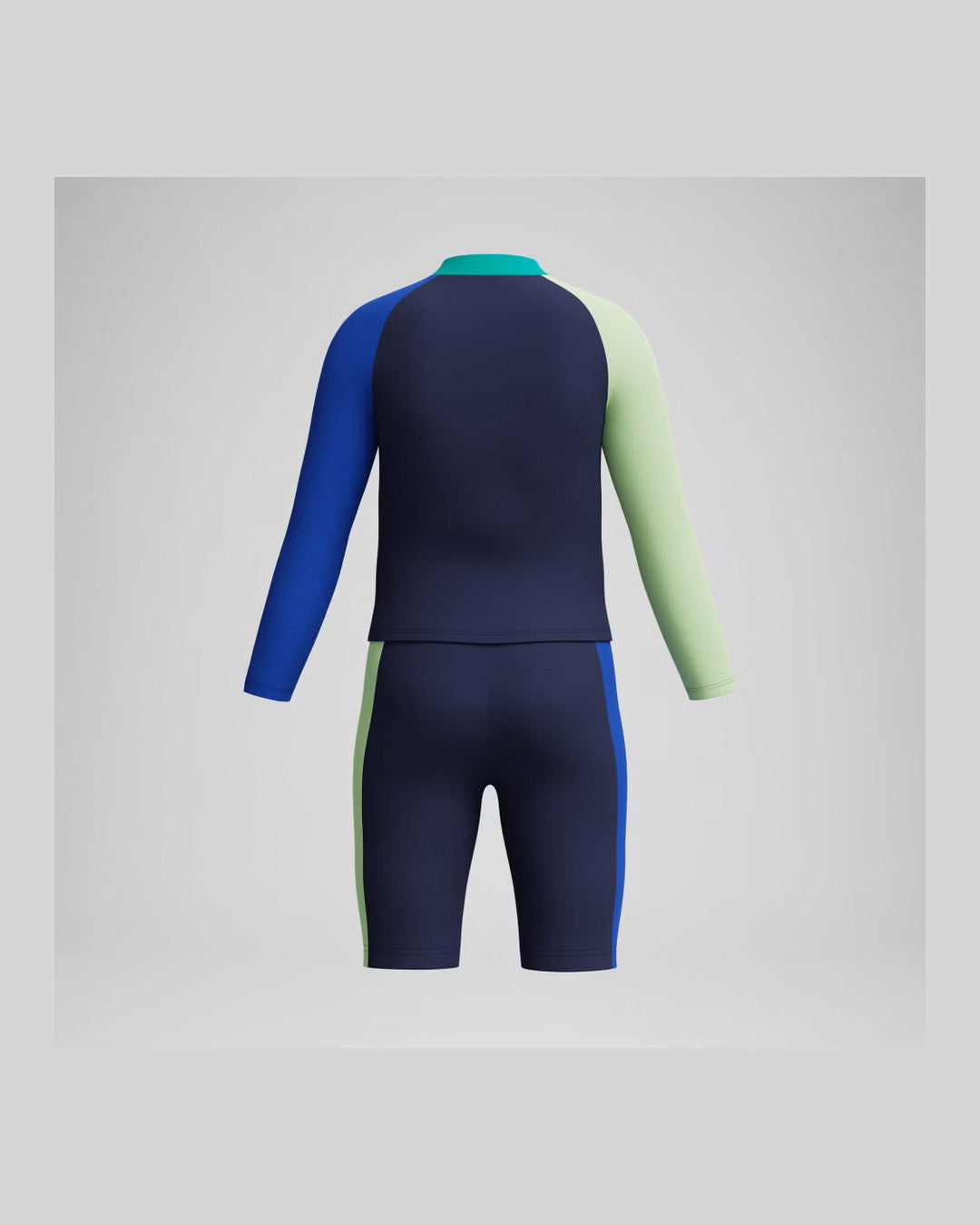 Speedo Junior's (M) Long Sleeve Colorblock Rash Guard&Jammer Set - Navy/Lt Green