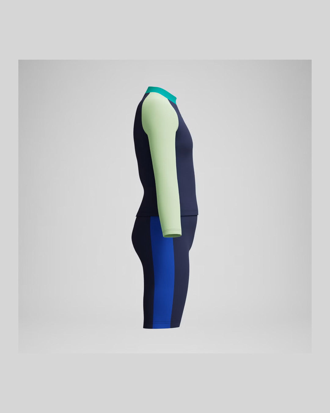 Speedo Junior's (M) Long Sleeve Colorblock Rash Guard&Jammer Set - Navy/Lt Green