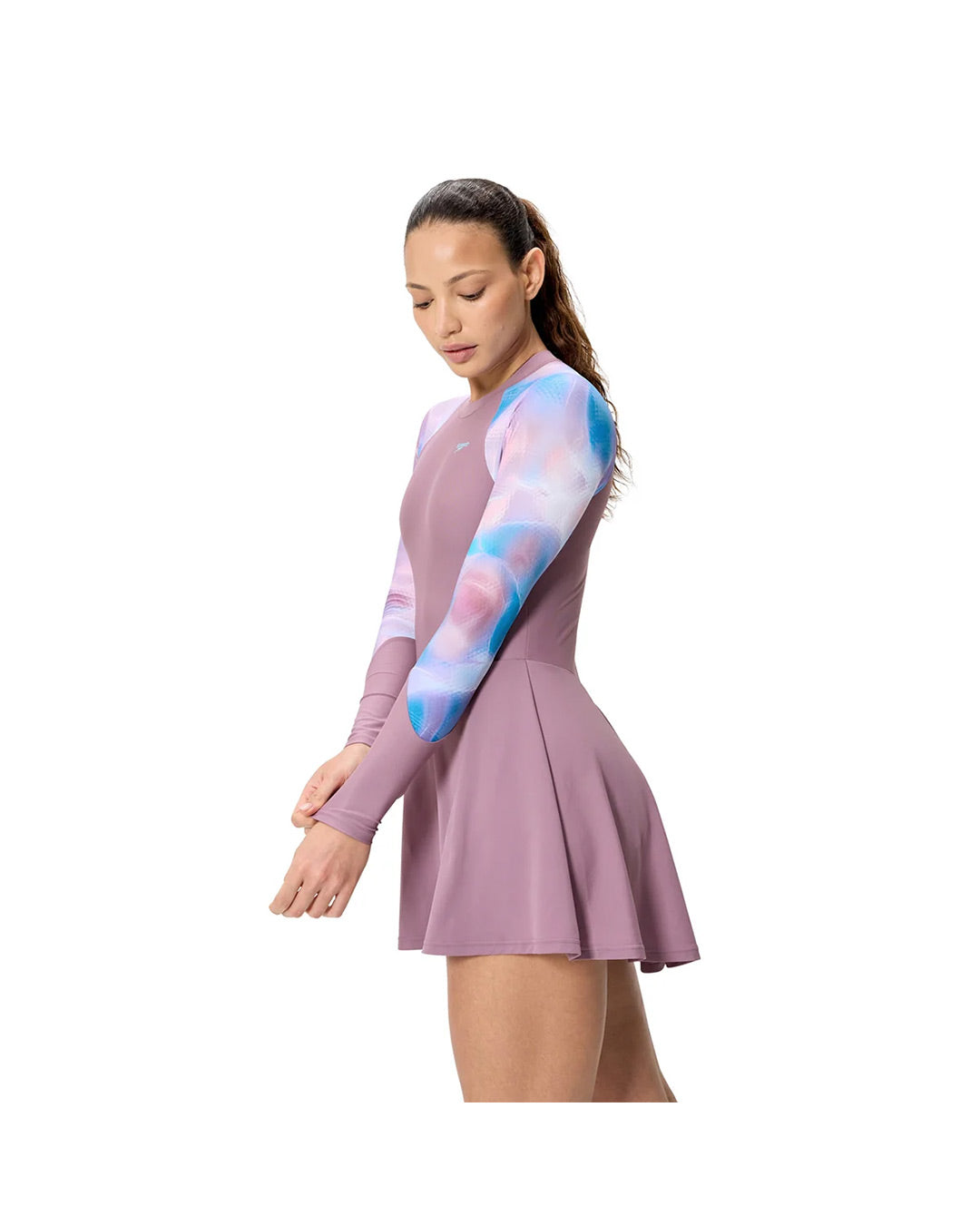 Speedo Women's Print L/S Swim Dress (AsiaFit) - Purple/Light Blue