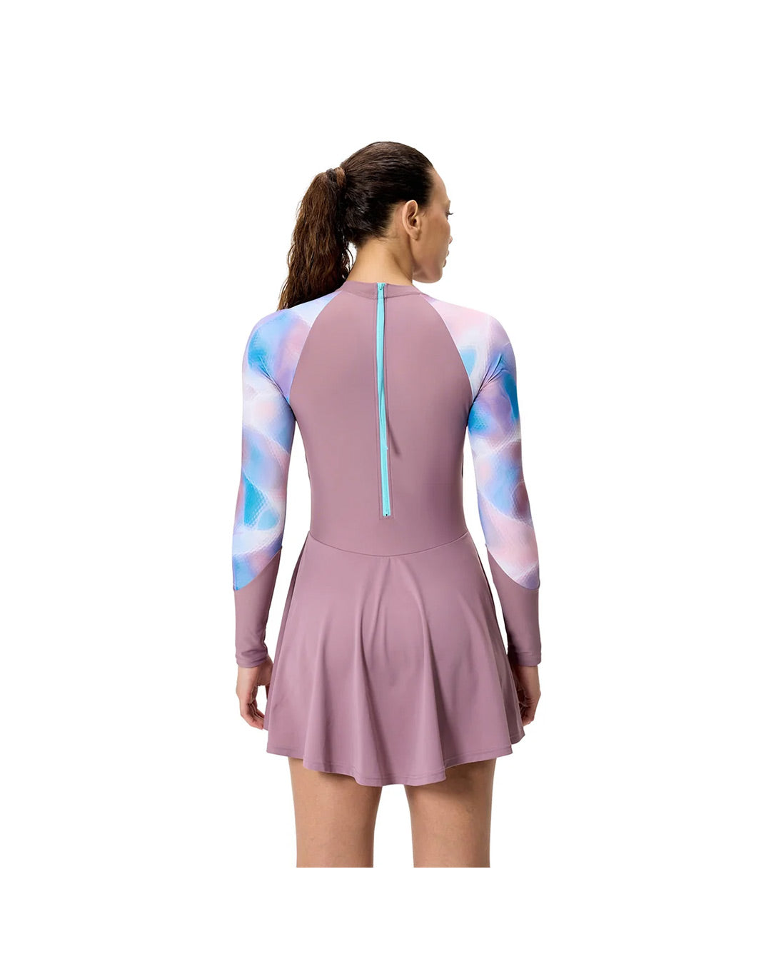 Speedo Women's Print L/S Swim Dress (AsiaFit) - Purple/Light Blue