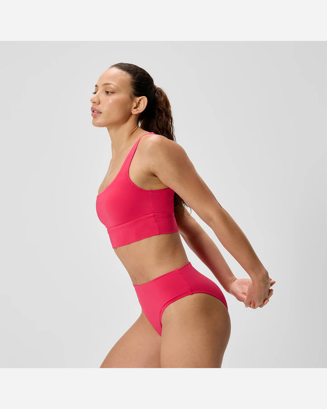Speedo Women's Solid Square Neck Bikini Top (AsiaFit) - Dark Pink