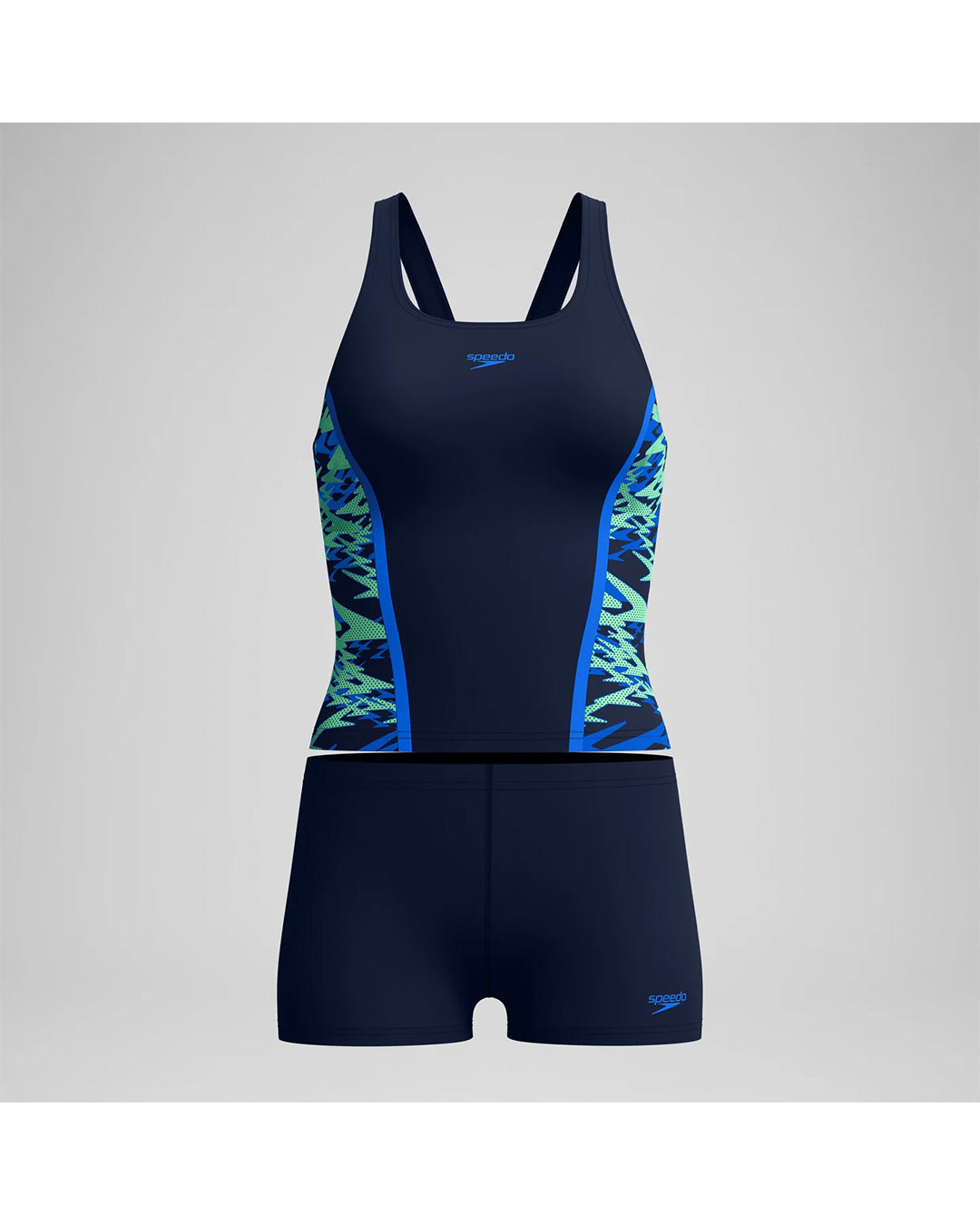 Speedo Women's Hyperboom Splice Tankini Set (AsiaFit) - Navy/Light Green