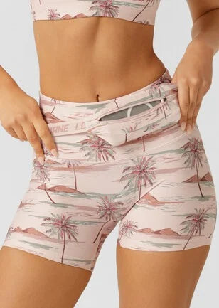 Lorna Jane Paradise Palm 12cm Bike Shorts - Paradise Palm Print