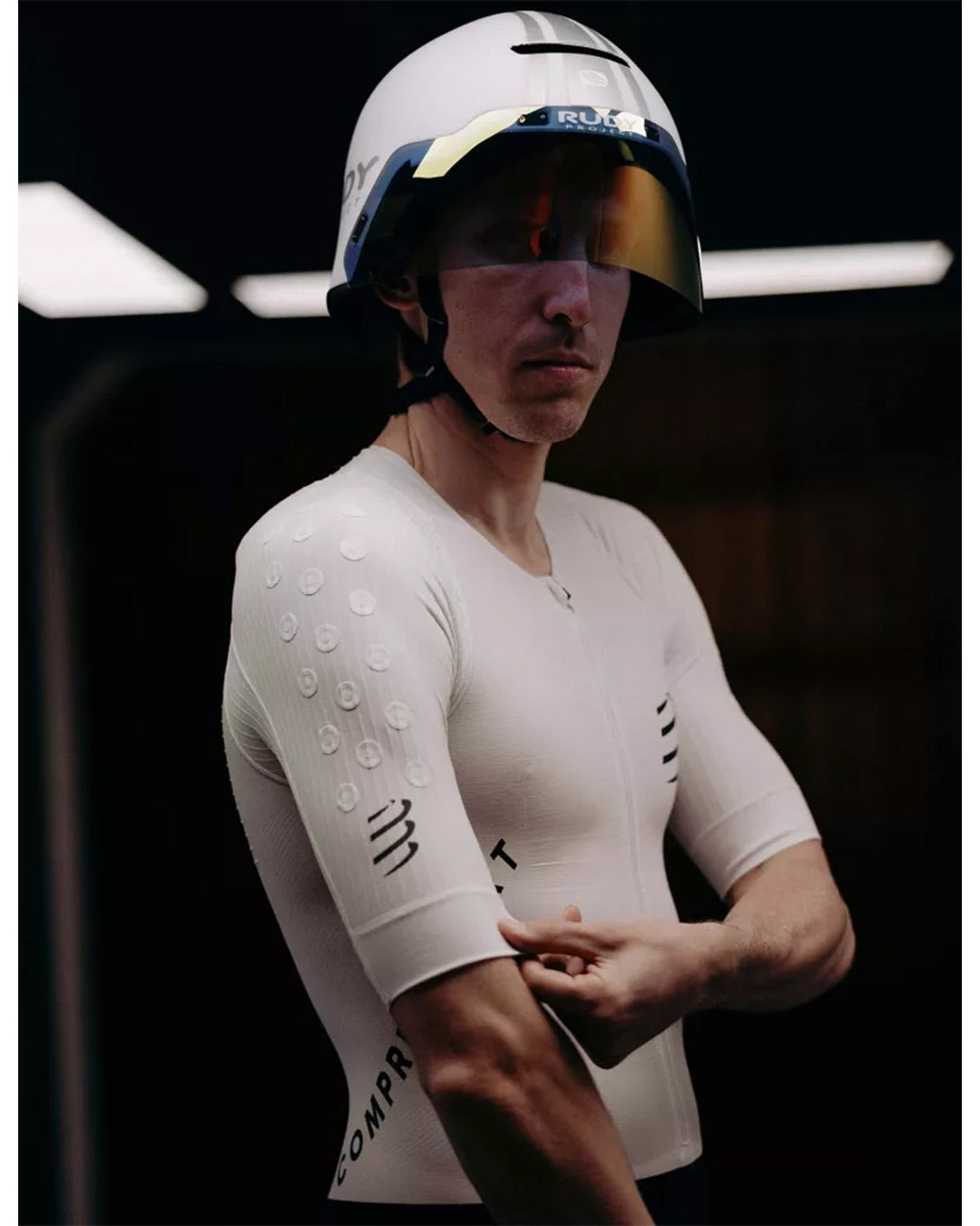 Compressport Men's Aero Seamless SS Trisuit - White/Black