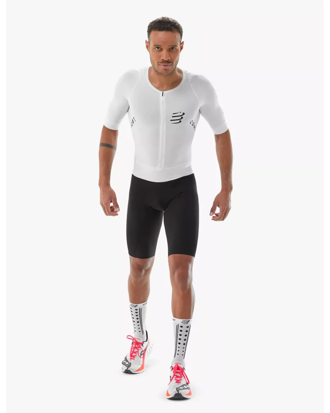 Compressport Men's Aero Seamless SS Trisuit - White/Black
