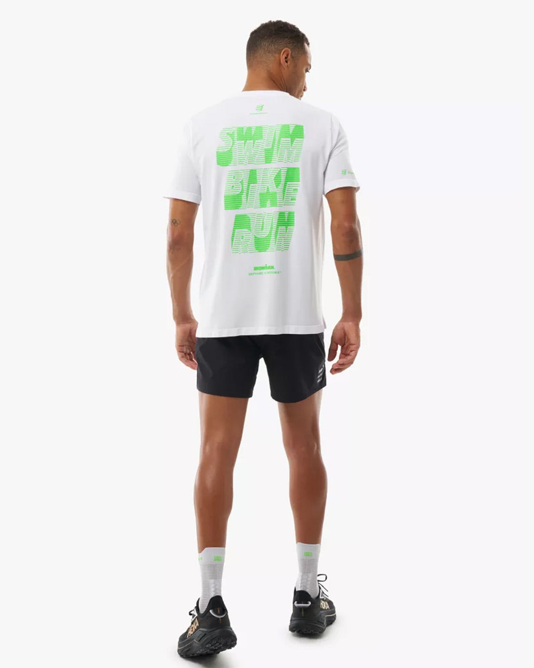 Compressport Men's Training SS Tshirt - Ironman 2026 - L1 - White/Neon Green
