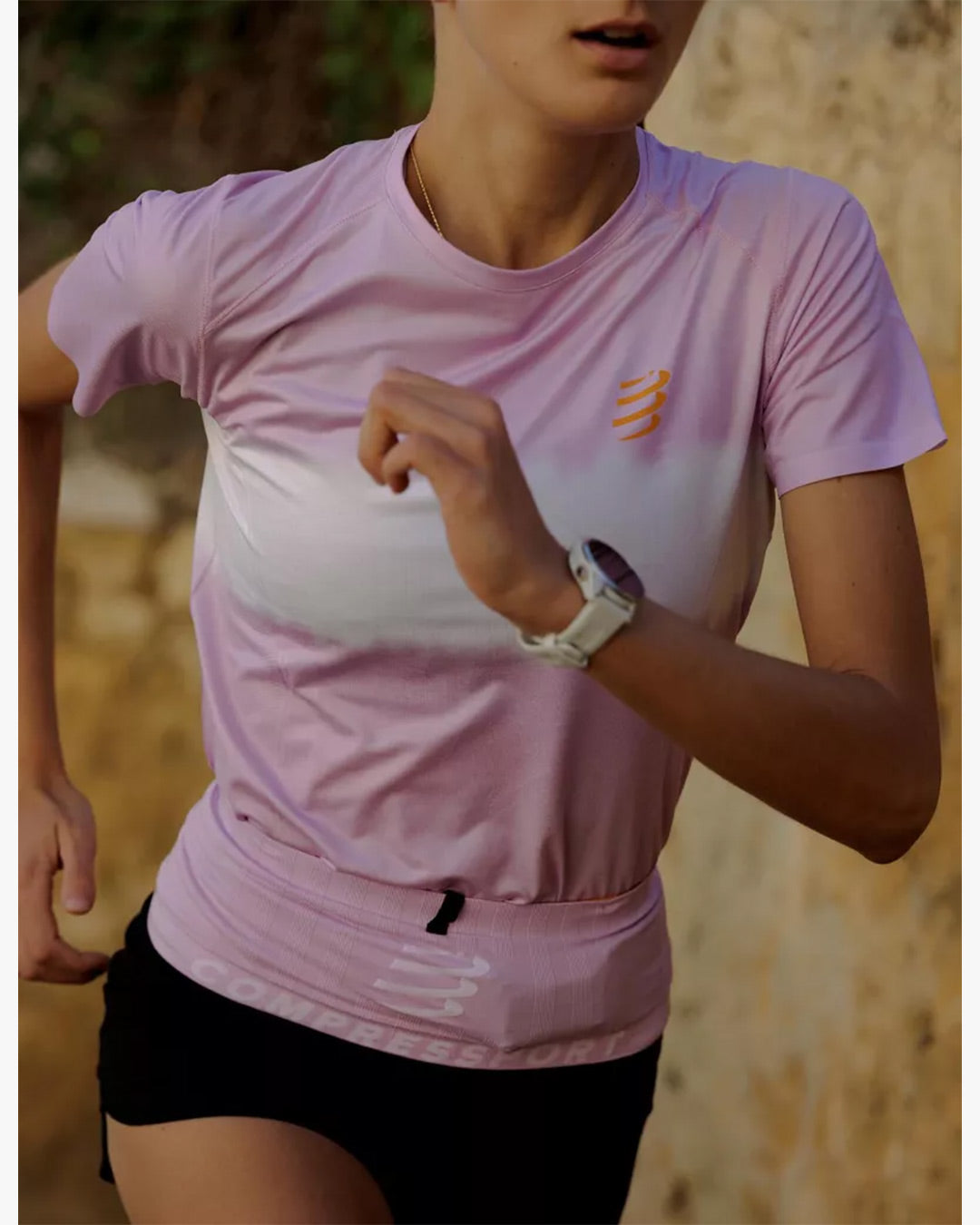 Compressport Women's Performance  SS Tshirt - Orchid/Apricot