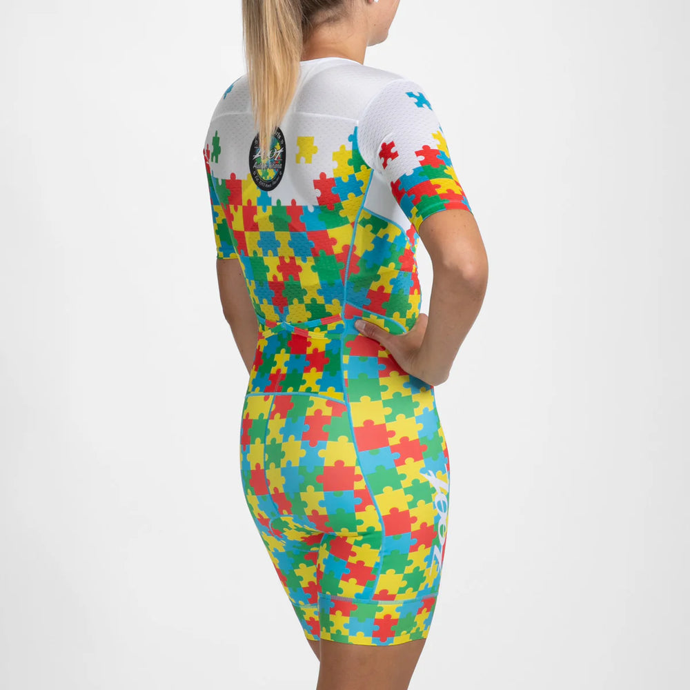 ZOOT Women's Tri Aero FZ Racesuit - Autism Puzzle