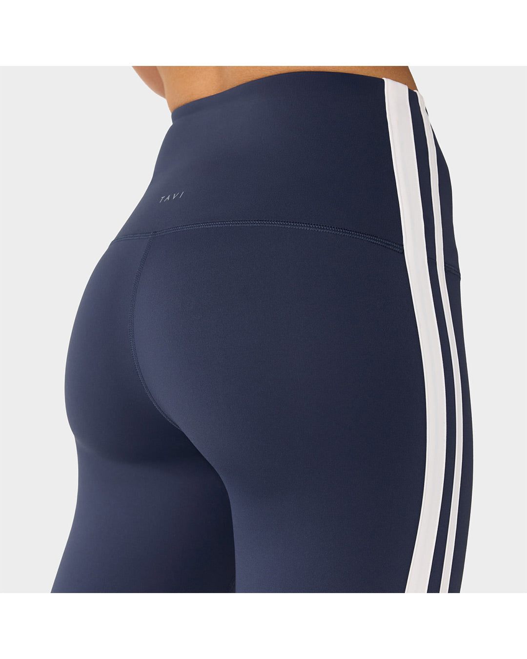 TAVI High Waisted 7/8 Stripe Tight - Navy Coconut