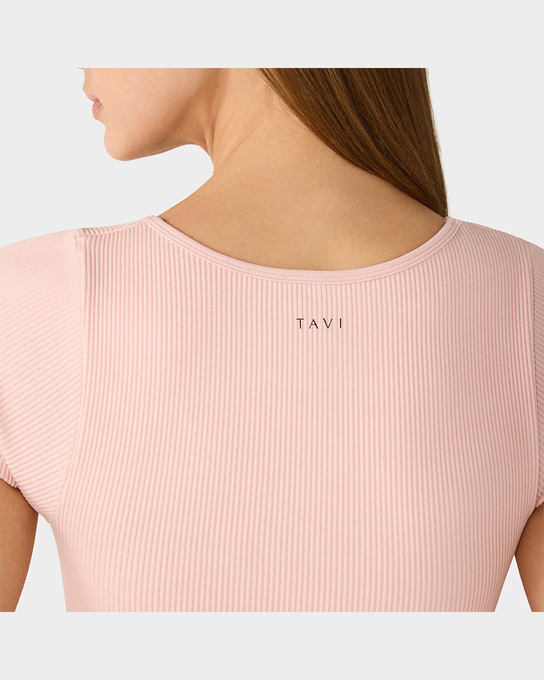 TAVI Seamless Ruched Rib Tee - Ballet Pink
