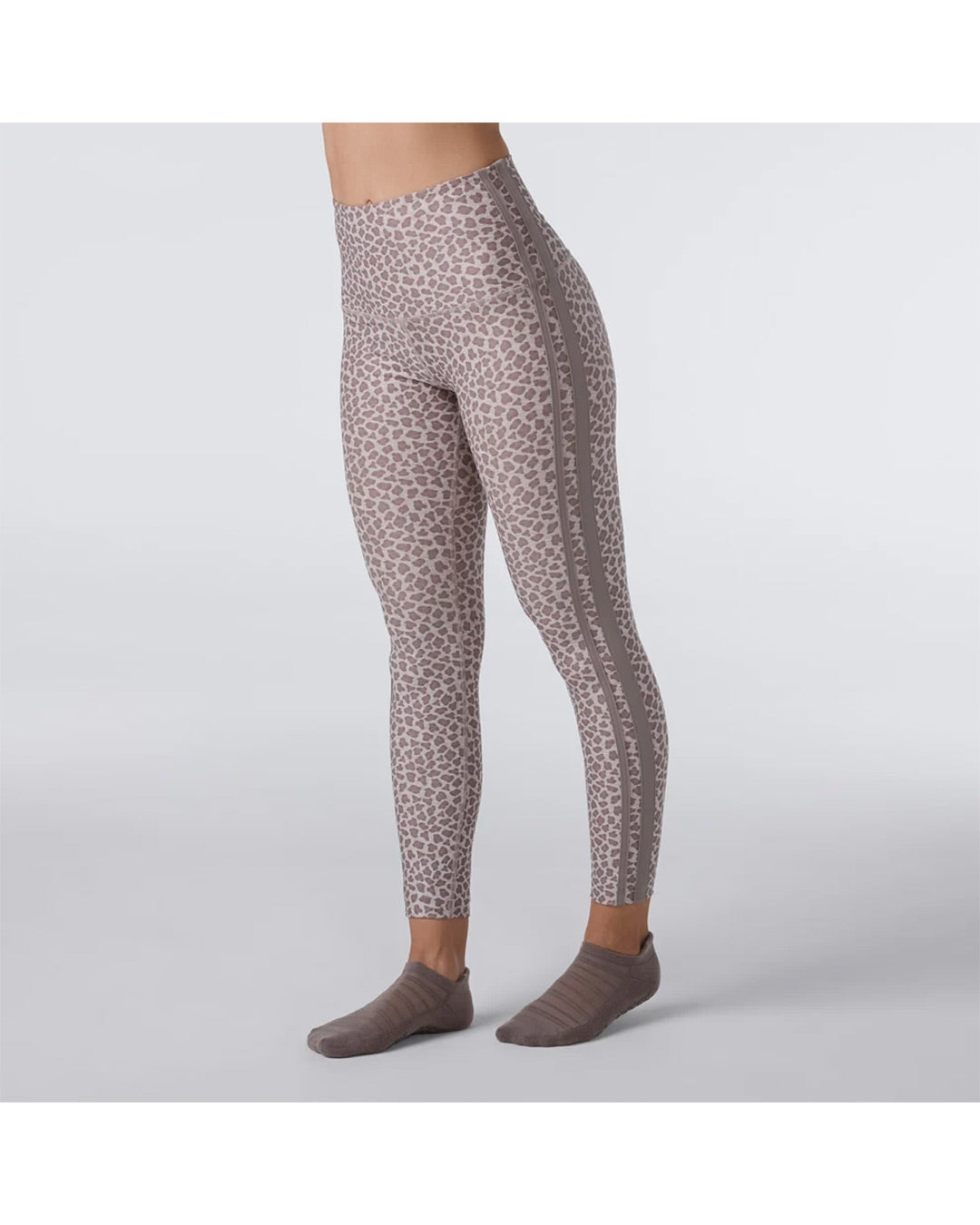 TAVI TaviCloud High Waisted 7/8 Stripe Legging - Leopard Sand Space Dye
