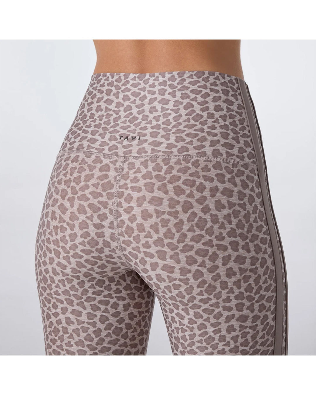 TAVI TaviCloud High Waisted 7/8 Stripe Legging - Leopard Sand Space Dye