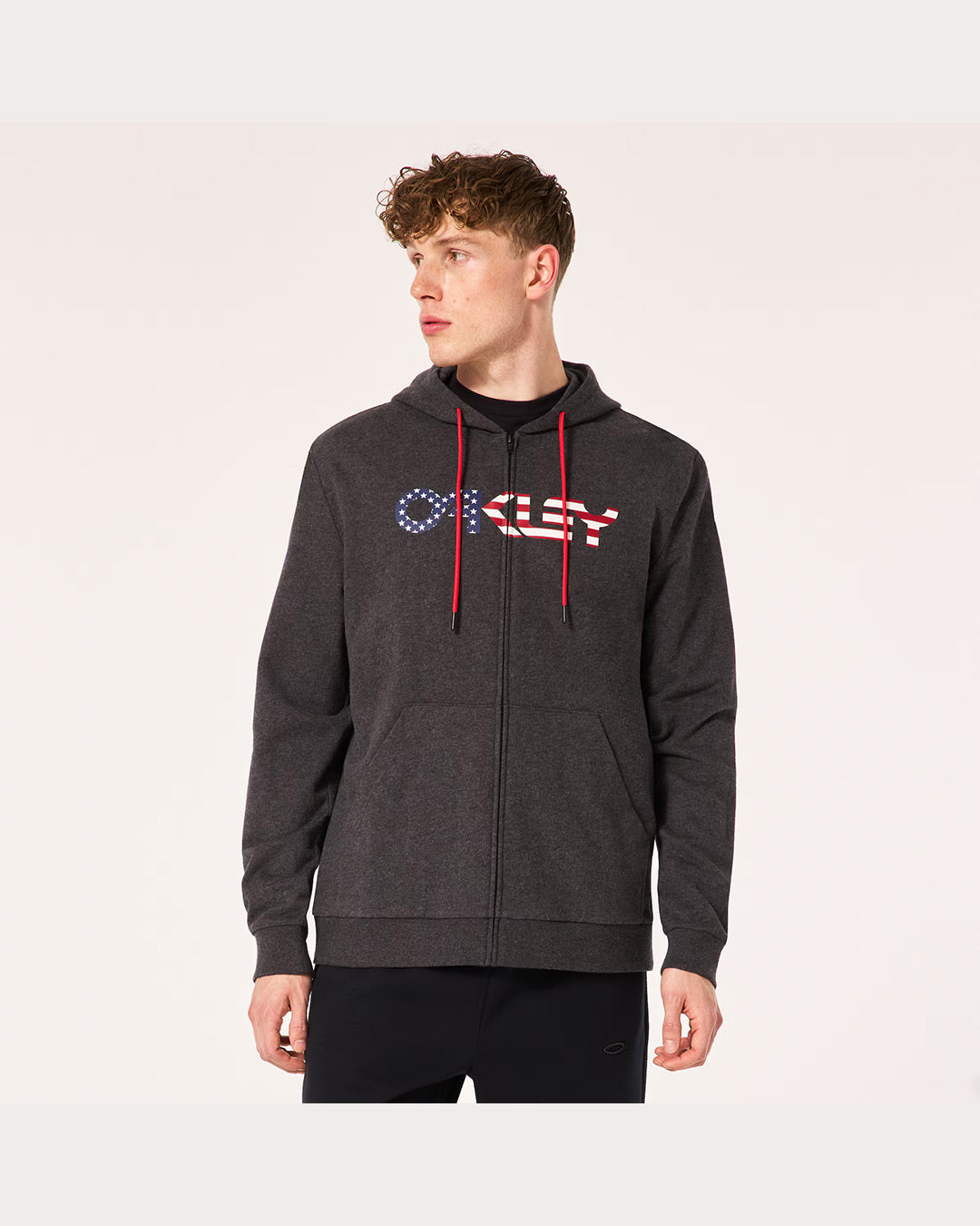 Oakley Men's Teddy Full Zip Hoodie - Dark Grey Heather/American Flag