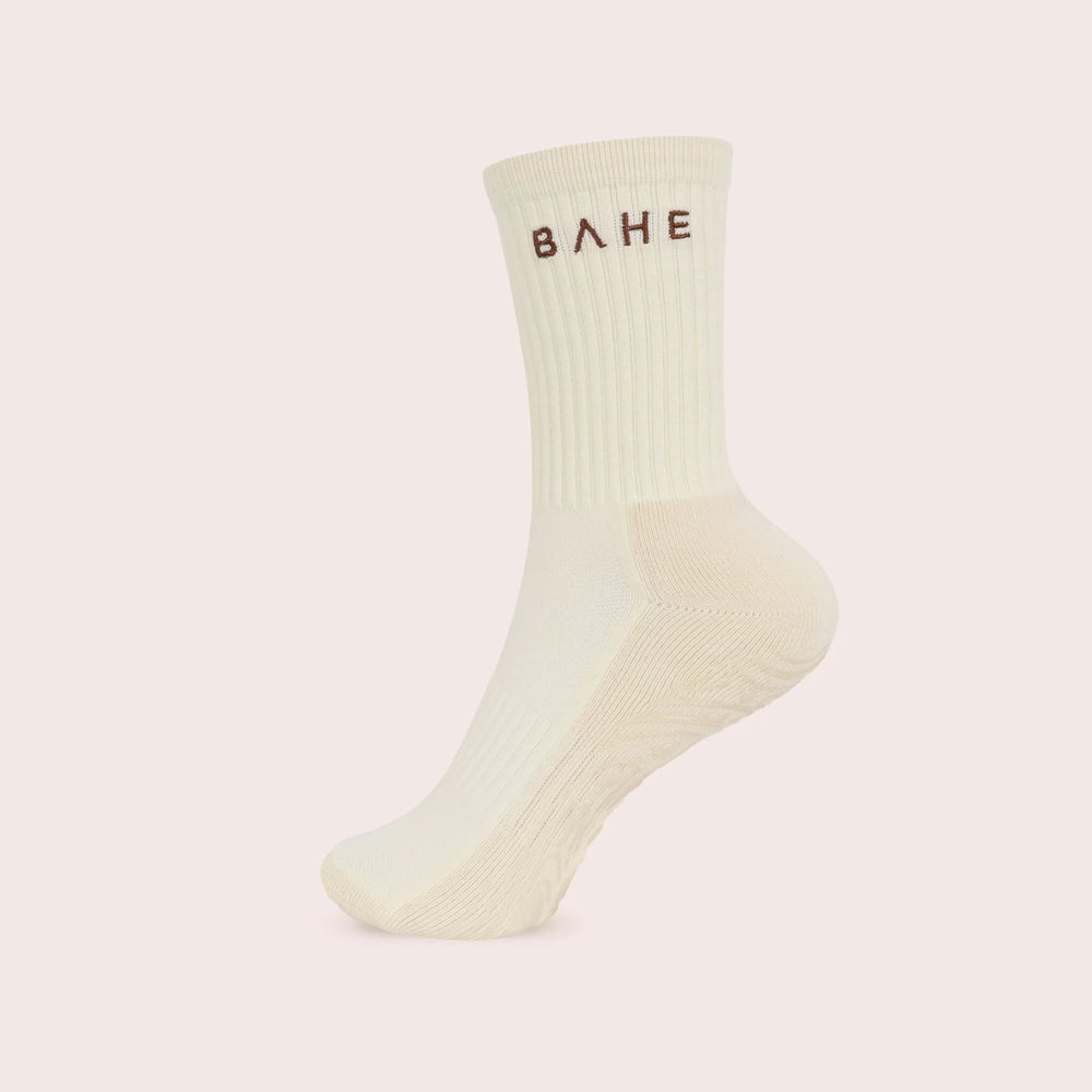 BAHE Grounded Grippy Crew Socks - Coconut