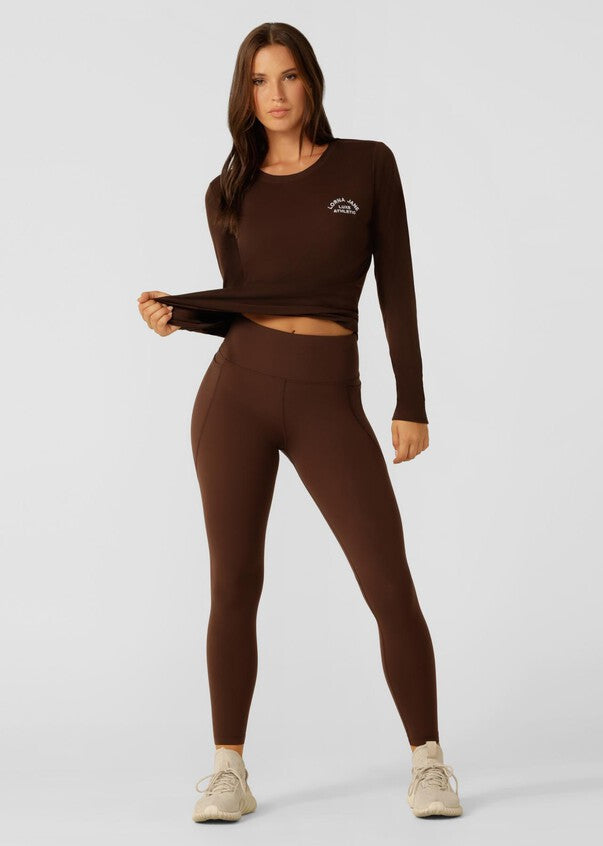 Lorna Jane Lotus Long Sleeve Top - Espresso