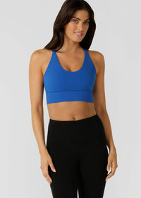 Lorna Jane Lotus Longline Sports Bra - Cobalt Blue