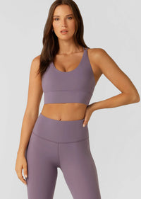 Lorna Jane Lotus Longline Sports Bra - Purple Dusk