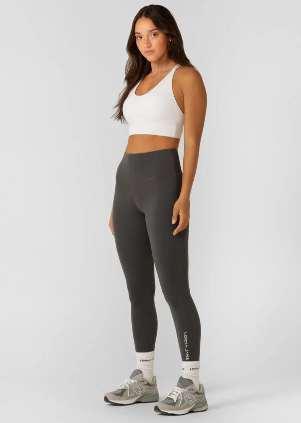 Lorna Jane Asia Fit Lotus No Chafe Ankle Biter Leggings - Titanium