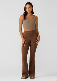 Lorna Jane Lotus Flared Full Length Leggings - Chocolate