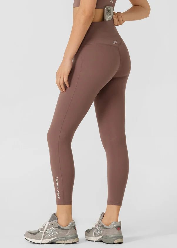 Lorna Jane Lotus No Chafe Phone Pocket Ankle Biter Leggings - Stone