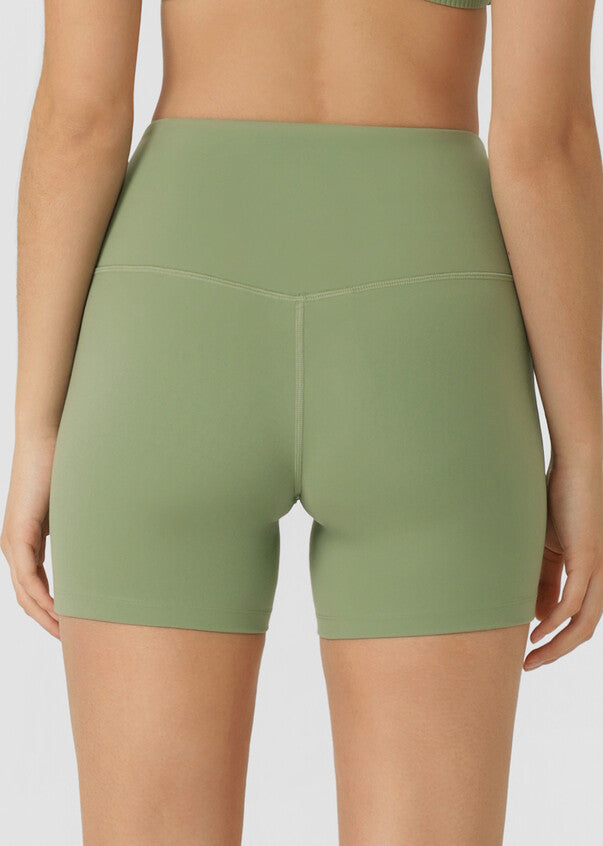 Lorna Jane Lotus No Chafe Phone Pocket 12cm Bike Shorts - Green Goodness