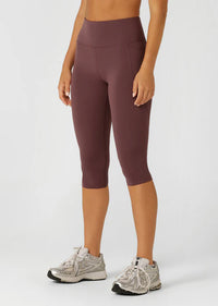 Lorna Jane Amy No Ride Phone Pocket 3/4 Leggings - Amethyst Shadow