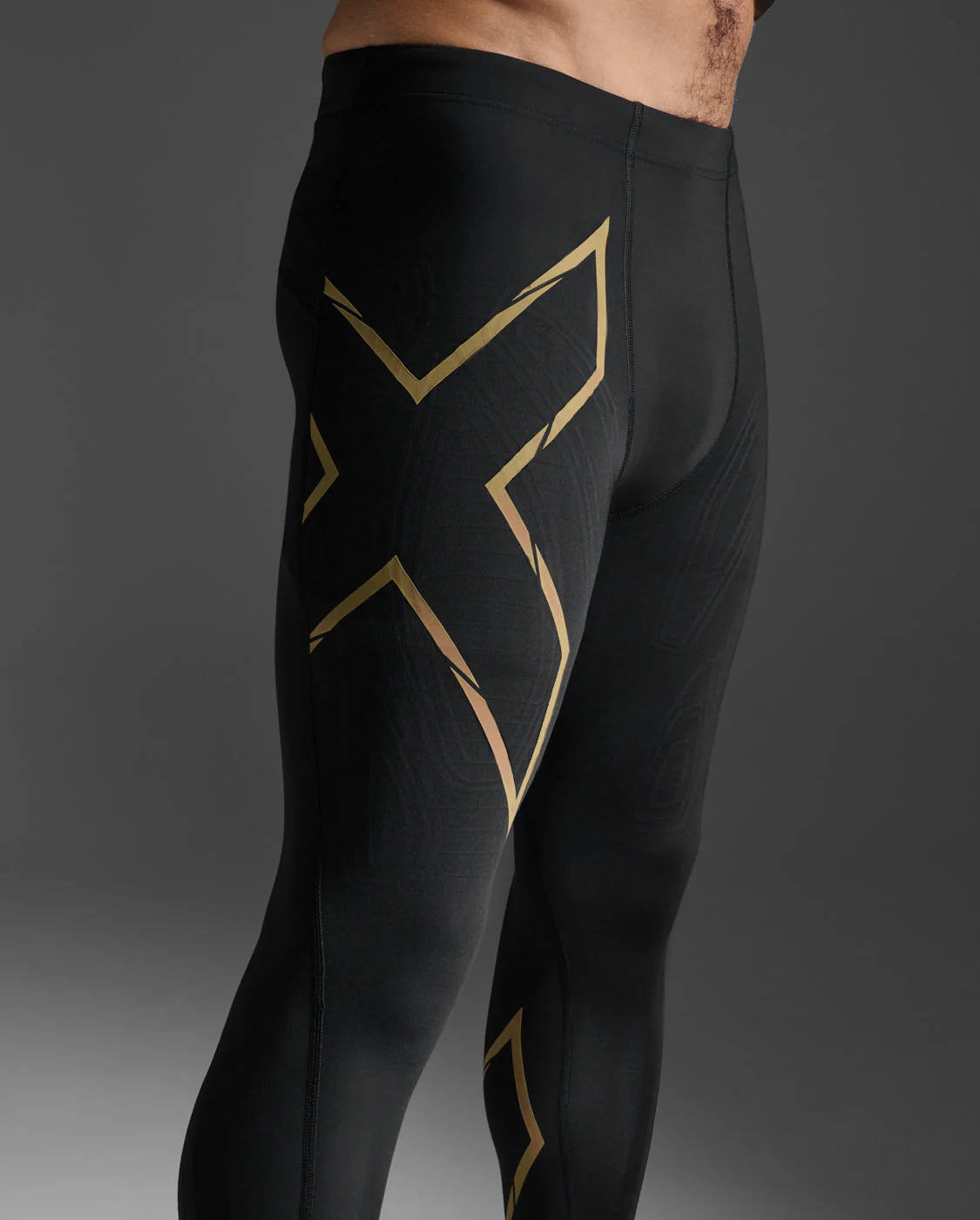 2XU Men's Light Speed Compression Tights - Black/Gold Reflective