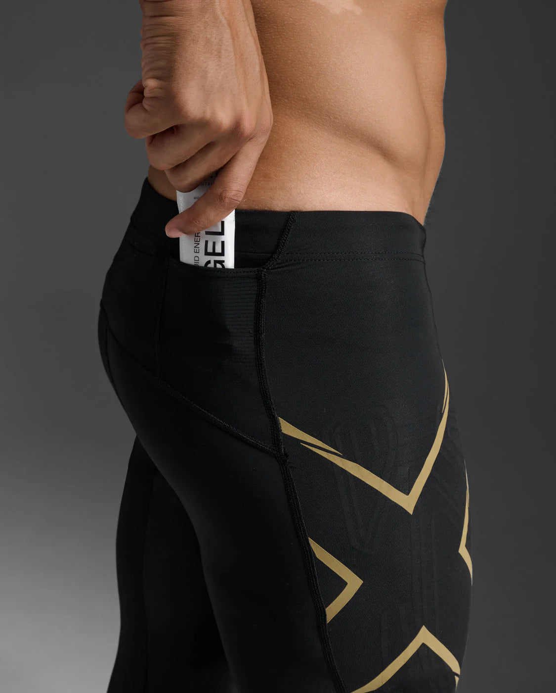 2XU Men's Light Speed Compression Tights - Black/Gold Reflective