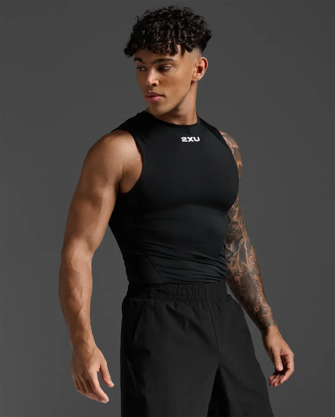 2XU Men's Core Compression Sleeveless - Black/Silver