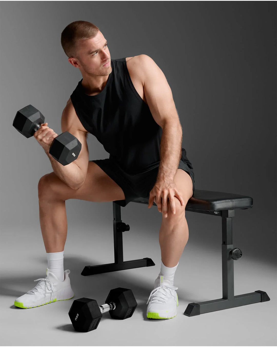 2XU Men's Motion Cotton Flex Tank - Black/Black
