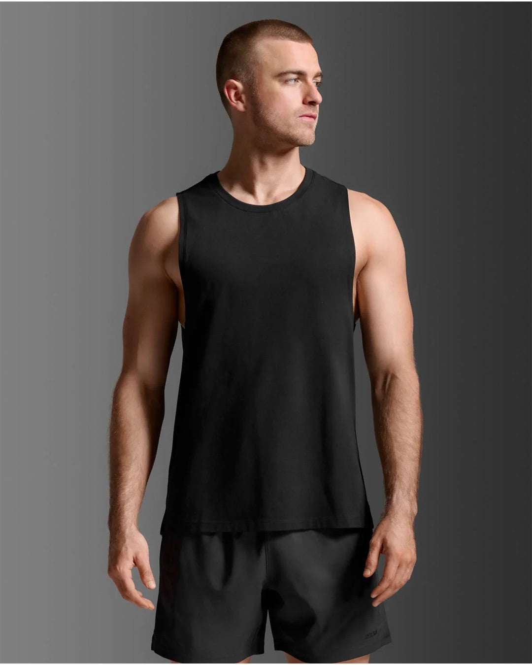 2XU Men's Motion Cotton Flex Tank - Black/Black