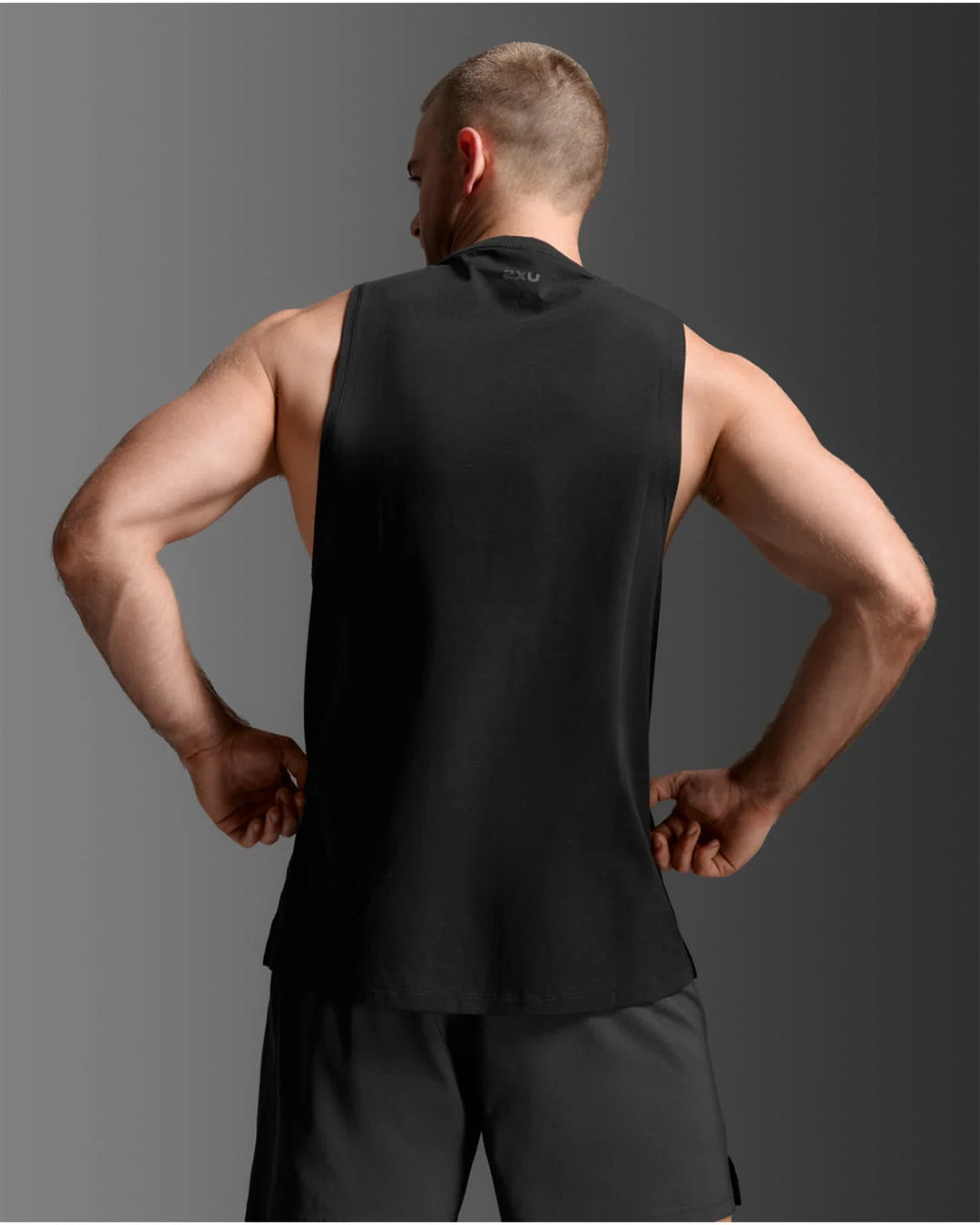 2XU Men's Motion Cotton Flex Tank - Black/Black