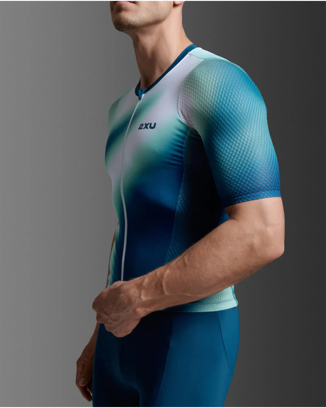 2XU Men's Aero Hex Sleeved Trisuit - Jelly Mint/Majol