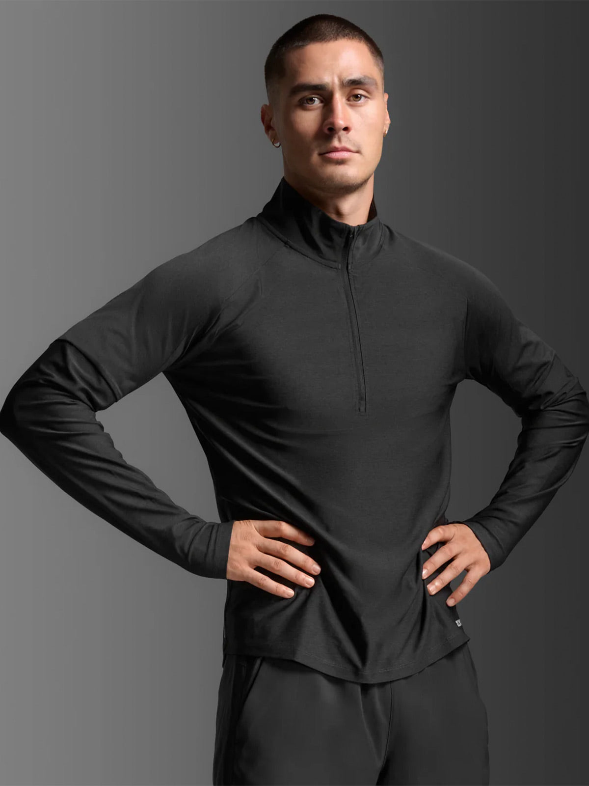 2XU Men's Aero 1/2 Zip - Black/Silver Reflective