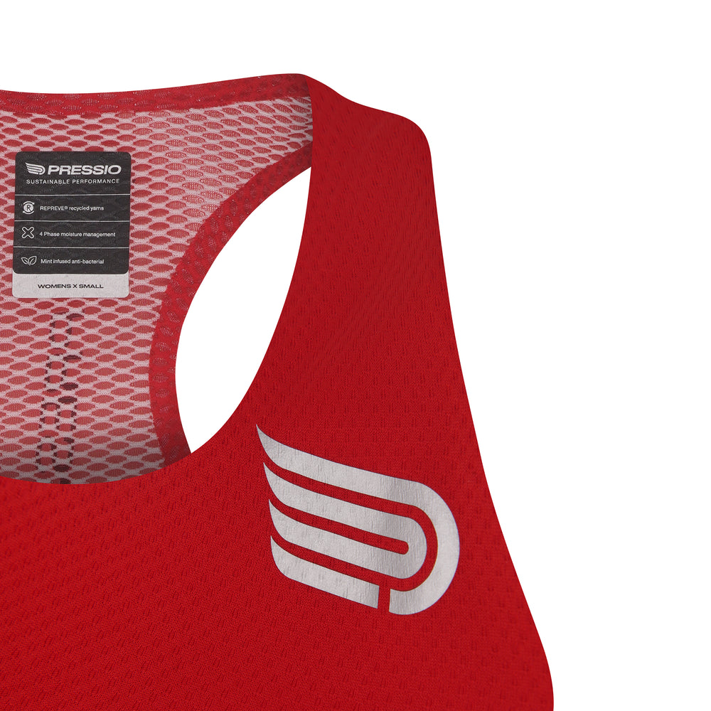 Pressio Women’s Run Elite Singlet - FRD/SLV