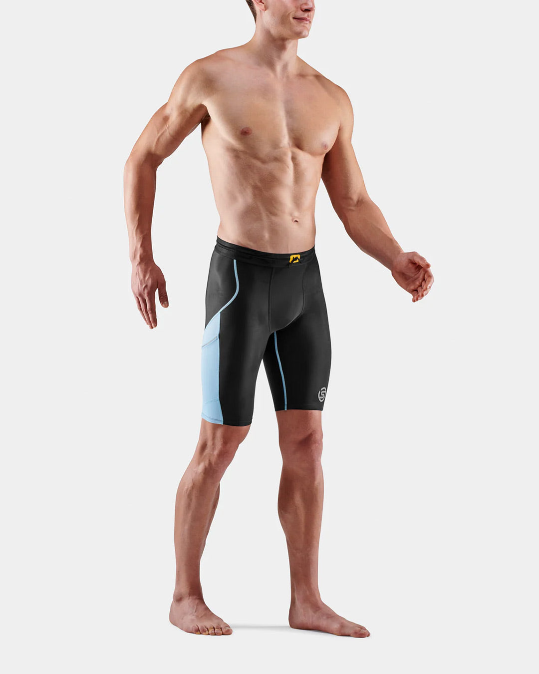 Skins Men's Series 3 Half Tights - Black/Retro Blue