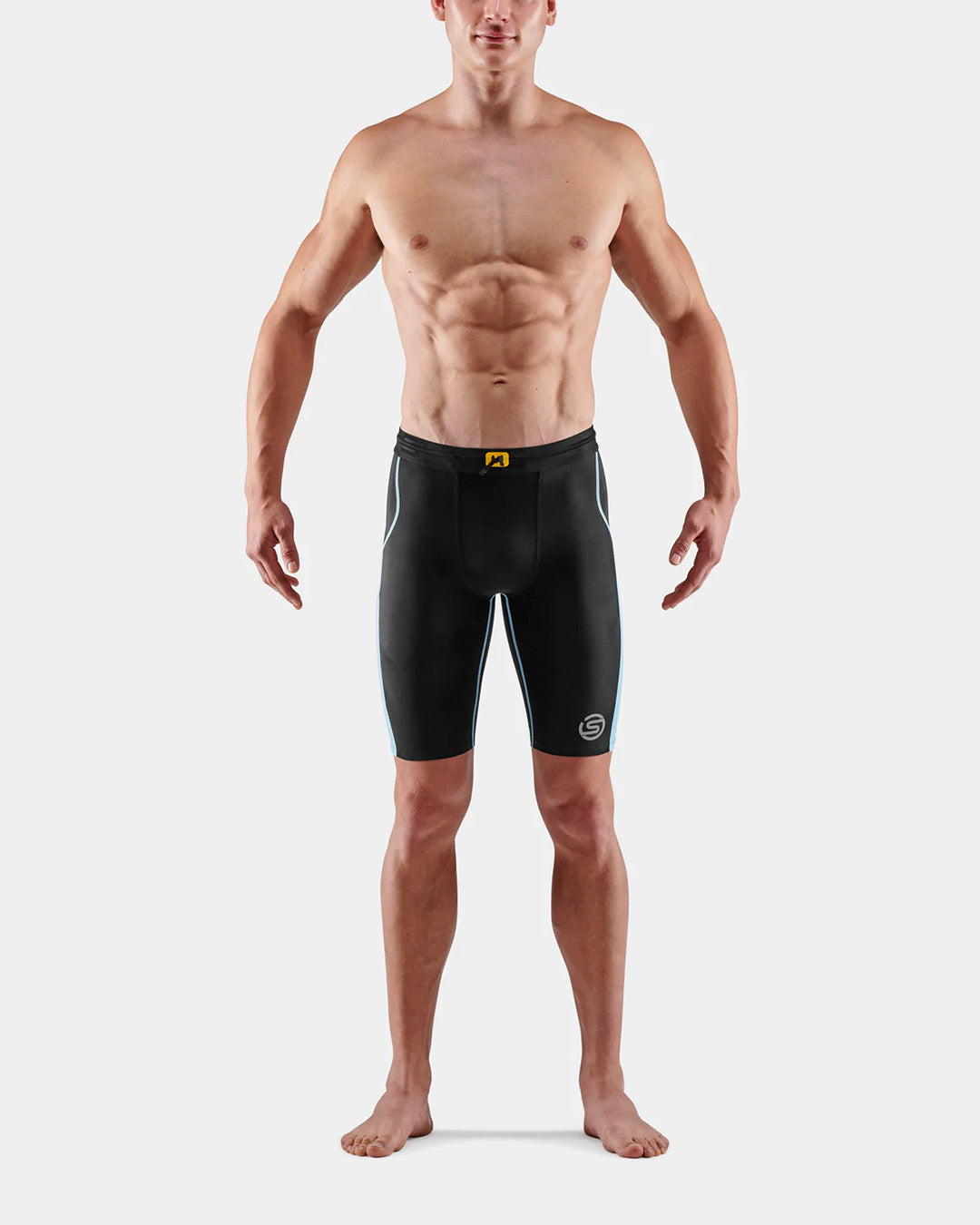 Skins Men's Series 3 Half Tights - Black/Retro Blue