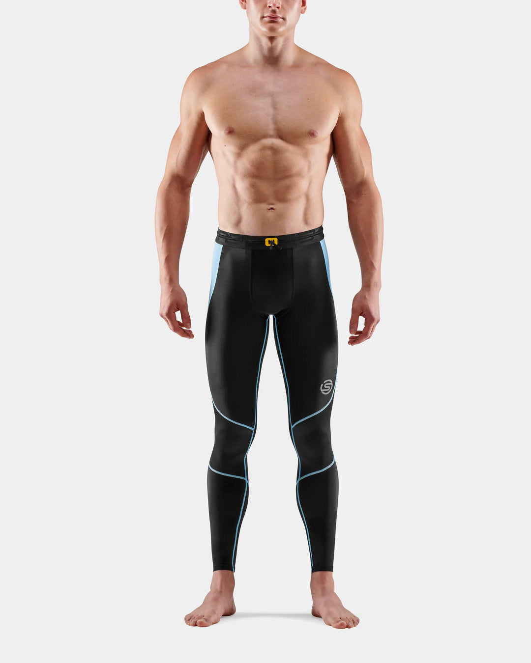 Skins Men's Series 3 Long Tights - Black/Retro Blue