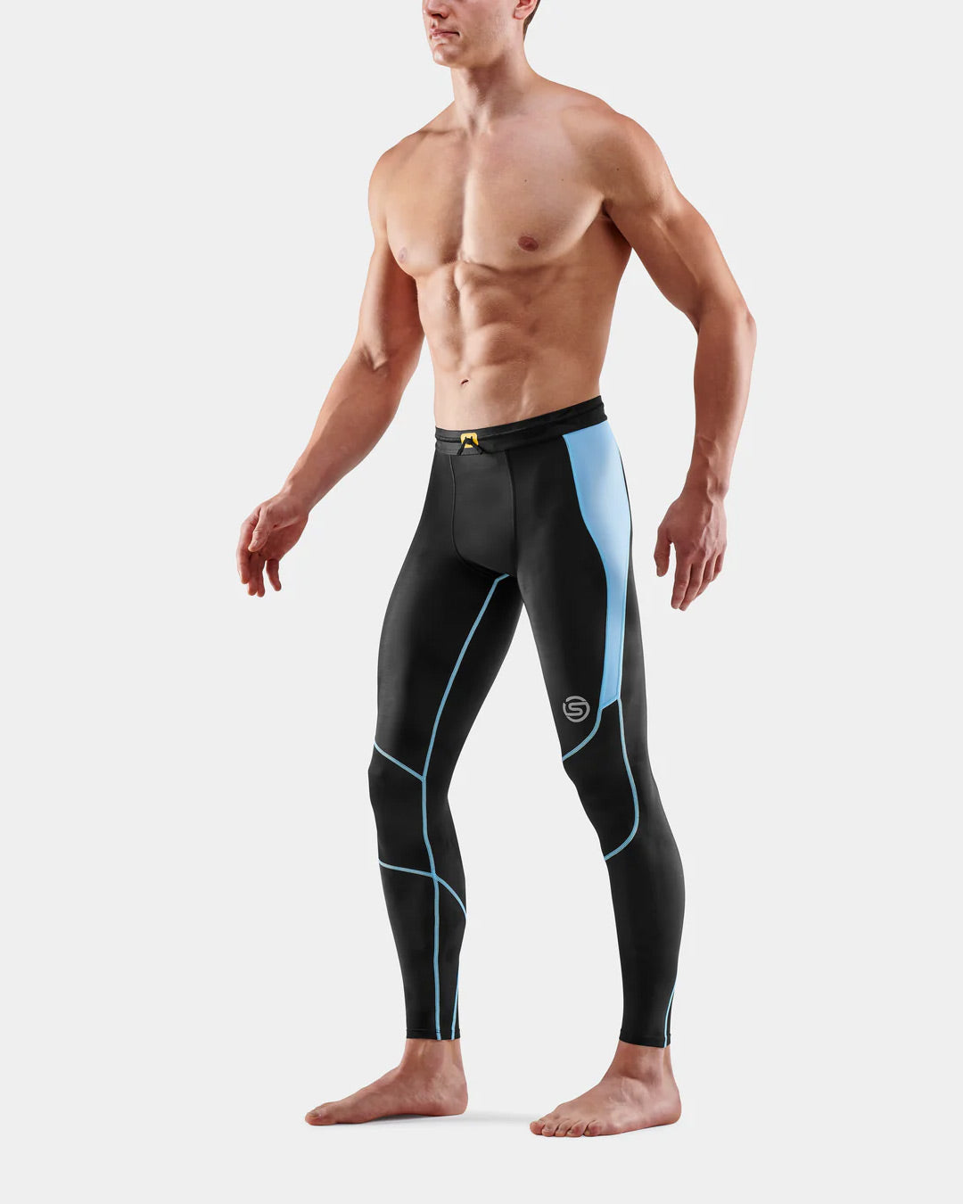 Skins Men's Series 3 Long Tights - Black/Retro Blue