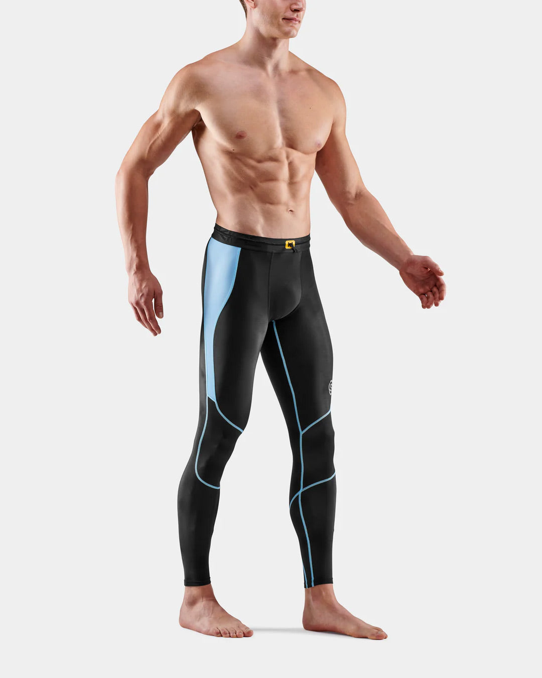 Skins Men's Series 3 Long Tights - Black/Retro Blue