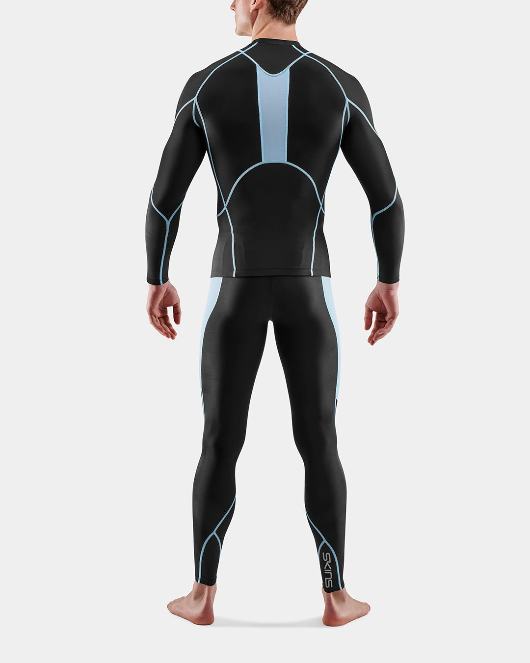 Skins Men's Series 3 Long Sleeve Top - Black/Retro Blue