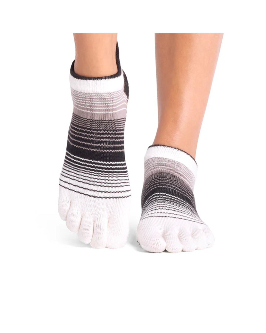 TOESOX Grip Full Toe Low Rise - Coconut Stripe