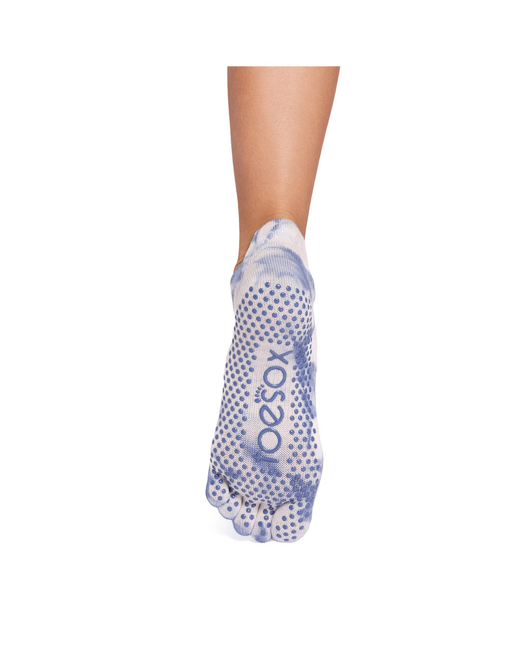 TOESOX Grip Full Toe Low Rise - Soft Blue Tie Dye