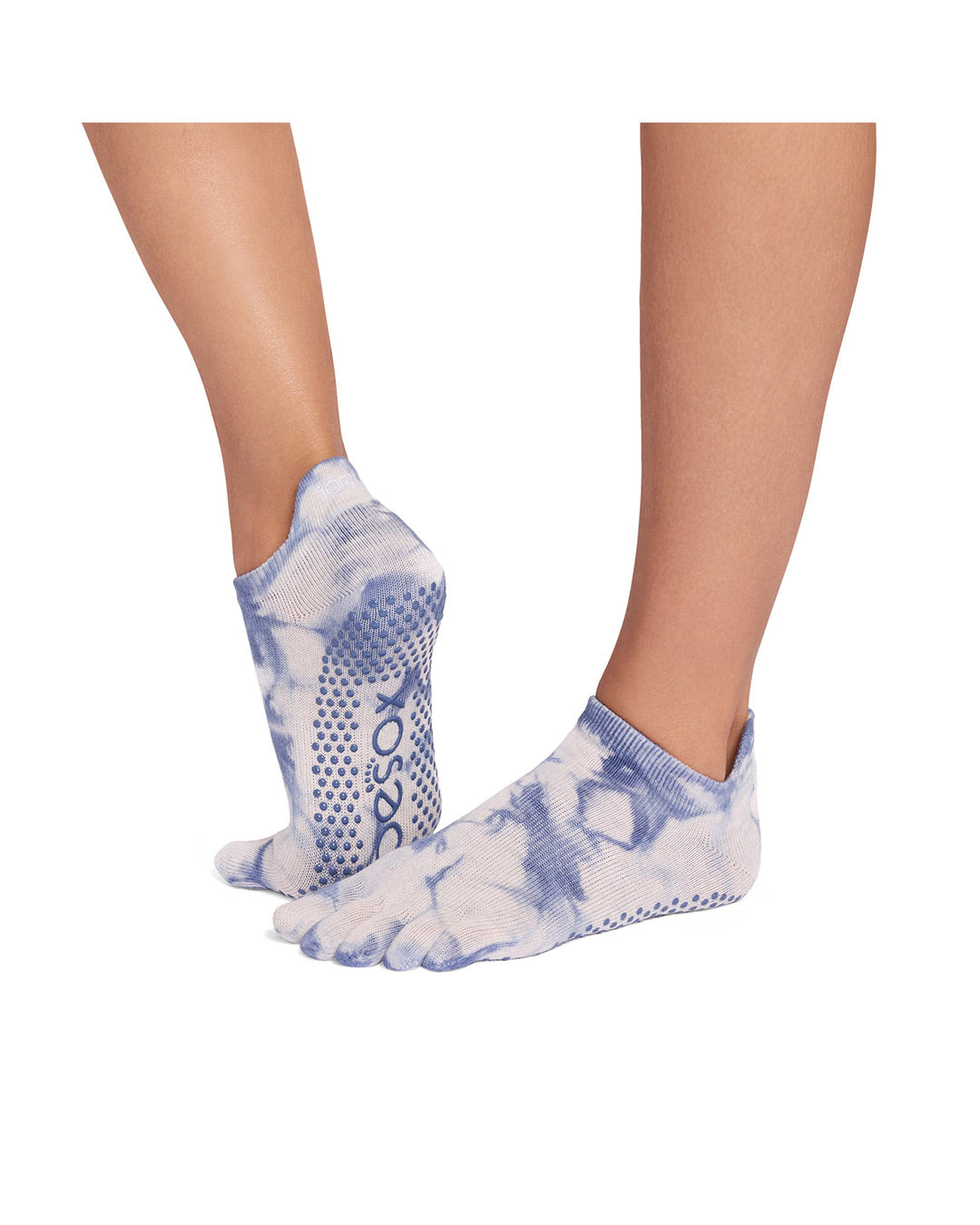 TOESOX Grip Full Toe Low Rise - Soft Blue Tie Dye